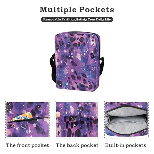 crossbody messenger bag Shoulder Crossover Bag Casual Womens Purse Adjustable Strap for Travel Travel- Dreamy Leopard Print2