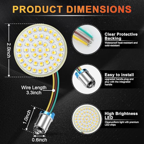 Image of Extremely Bright Front Turn Signals & Running Switchback LED Lights Panel with 1157 Base Compatible for Harley Dyna Street Glide Road King, Motorcycle Accessories, White /Amber