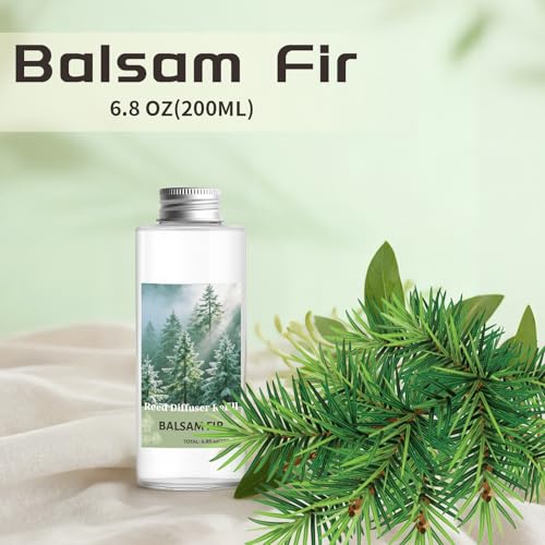 Image of STRN Reed Diffuser Oil Refill, Balsam Fir Scented Diffuser Oil Refills with 6 Reed Sticks 200ML(6.8fl.oz), Room Fresheners for Home, Long-Lasting Summer Fragrance for Living Room, Bedroom, Office