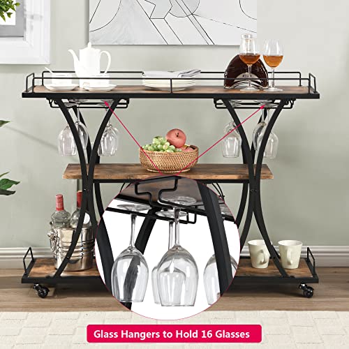 mikibama-Industrial-Serving-Bar-CartRustic-Metal-Wooden-Mini-Bar-Carts-for-The-HomeSmall-Farmhouse-Mobile-Home-Bar-Cart-with-Wine-Rack-Storage-for-LiquorDrinkCoffee mikibama Industrial Serving Bar CartRustic Metal Wooden Mini Bar Carts for The HomeSmall Farmhouse Mobile Home Bar Cart with Wine Rack Storage for LiquorDrinkCoffee
