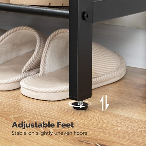 Image of HOOBRO Shoe Rack for Entryway, 4-Tier Shoe Organizer with Adjustable Mesh Shelves, 12-16 Pairs of Shoes, Spacious Floor Mount, Metal, Industrial, Shoe Shelf for Closet, Black BB42XJ01