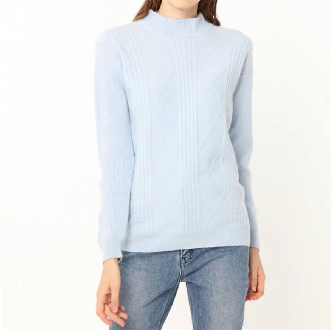 Vogrtcc Maglione da Donna in Cashmere Intrecciato Autunno Inverno, Camicia con Fondo Lavorato A Maglia, Pullover A Collo Mezzo Alto, Addensato E Allentato
