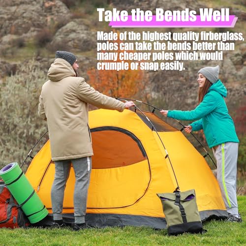 Betus Fibreglass Tent Poles Replacement - Pre-Assembled Black Tent Pole for Hiking & Camping - Easy to Install Outdoor Tent Repair Rod (11.9Ft)