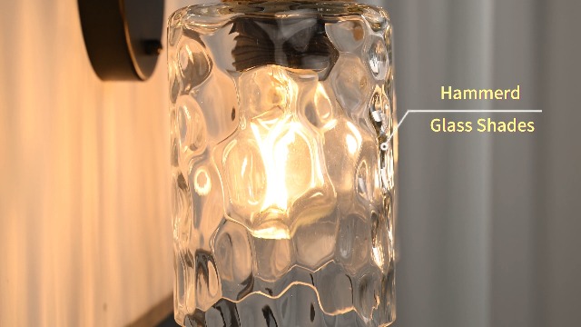 Image of MOKATNG Bathroom Light Fixtures, 3-Light Coastal Vanity Lights with Crystal Glass Shade, Black Bathroom Wall Lamp for Mirror Kitchen Hallway Cabinet