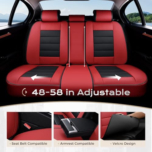 Image of Coverado Car Seat Covers Full Set, Seat Covers for Cars, Front Seat Covers and Back Seat Cover Waterproof Leather Automotive Seat Cover, Universal Car Interior Protectors Cushion for Most Cars