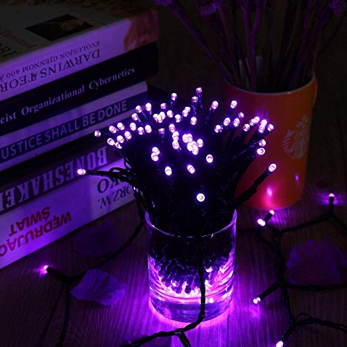Lyhope Solar Halloween Lights, 72ft 200 LED 8 Modes Solar Christmas Lights Waterproof Decorative Fairy Lights for Garden,Patio,Home,Party,Holiday Outdoor Decor (Purple, 2 Pack)