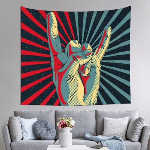 Grande tapisserie rock and roll drapé mural chambre ado 152 x 130 cm