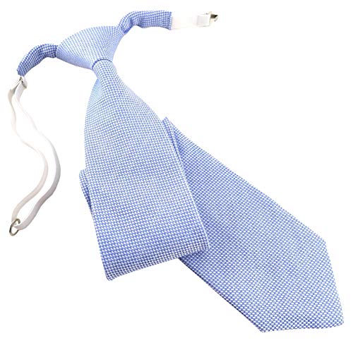 TigerTie Corbata infantil de piqué en un estampado – preatada con goma elástica, azul claro, blanco, ca. Länge 34 cm (incl. Knoten), Breite 6,5 cm