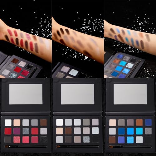 VANERIA - Palette de Fards à Paupières 15 Couleurs Fumées,Style Gothique avec Noirs et Gris,Finitions Mat,Scintillant & Métallisé,Tenue Longue Durée & Résistant à l'Eau,pour Halloween(Goth Red) – vue 7