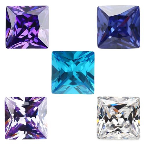 Pierre précieuse synthétique carrée en vrac coupe princesse 5A blanc violet
