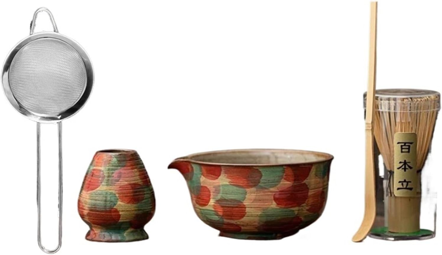 Ceramic Matcha Bowl And Whisk Set Easy To Clean Mixing Kit Heat Resistant Tea(White)