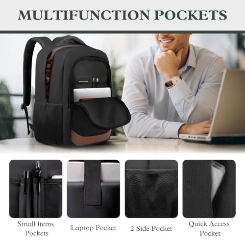 Image of 17 inch Travel Laptop Backpack, Airline Approved Bag, Black Brown