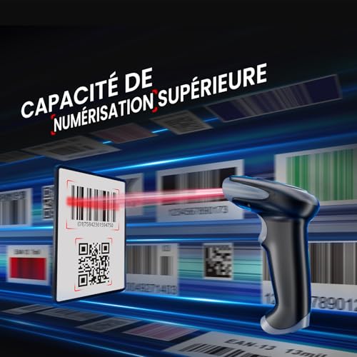Scanner codes barre filaire et sans fil Eyoyo Bluetooth QR code 1D 2D gris
