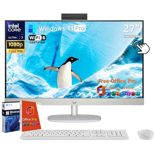 HP 27 All-in-One Desktop Computer, 27' FHD Touchscreen, Intel Ultra...
