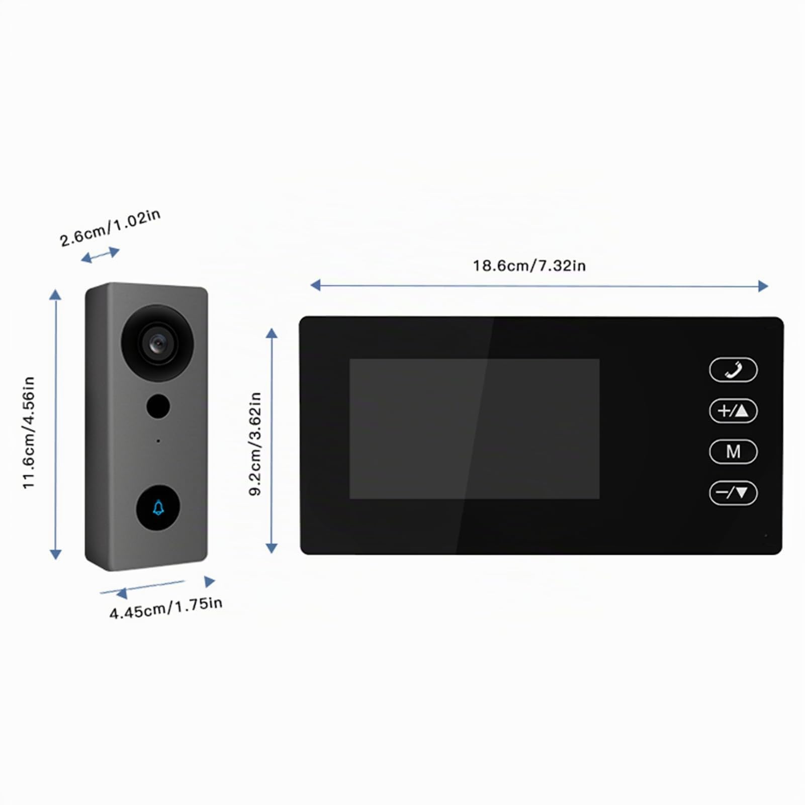 Cámara de Timbre de Video Inalámbrica 2.4G con Pantalla de Visualización Kits de Cámara de Videoportero con Pantalla IPS de 4.3 Pulgadas Visualización Nocturna Intercomunicador (Negro)