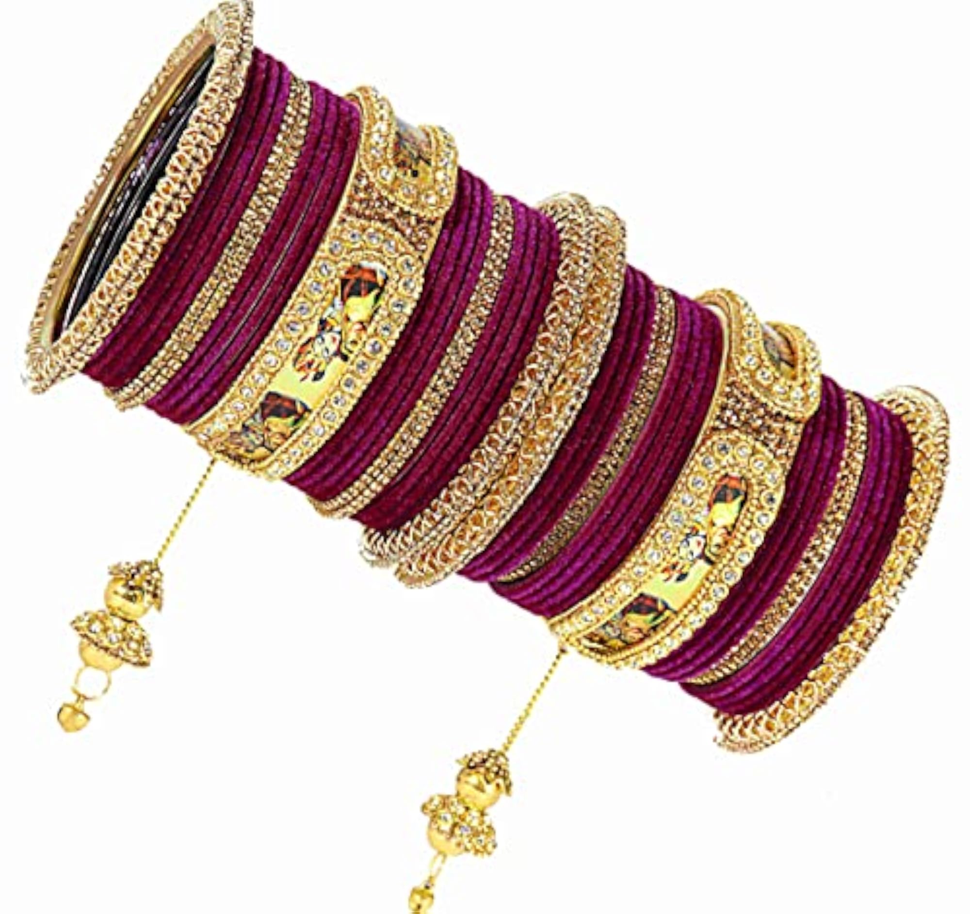 Velvet Raadha Krishna Printed Bangles Set for Girls