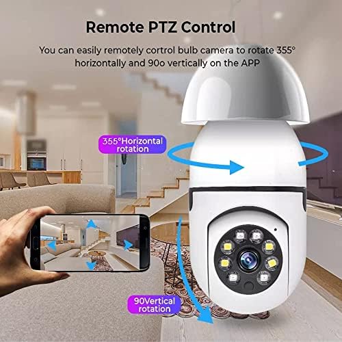 1080P Light Bulb Camera, Wireless WiFi Home Security Camera 360° Surveillance Cam with Motion Detection Alarm Night Vision Light Socket Camera (1 Pack 2.4GHz with 32G SD Card)