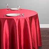 LinenTablecloth Round Shantung Silk Tablecloth, 108', Red