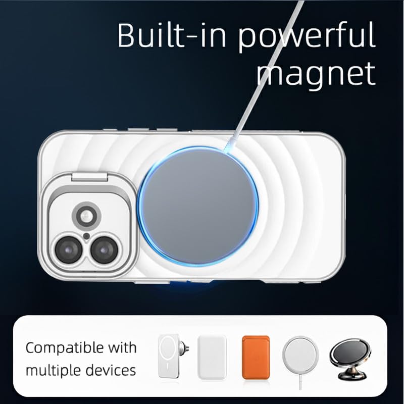 Image of LuxuryKase Shockproof Case for iPhone 17 | Ripple Pattern | Camera Protection | Inner Velvet Fabric Lining | Protective Cover with Enhanced Grip & Wireless Charging Support - White