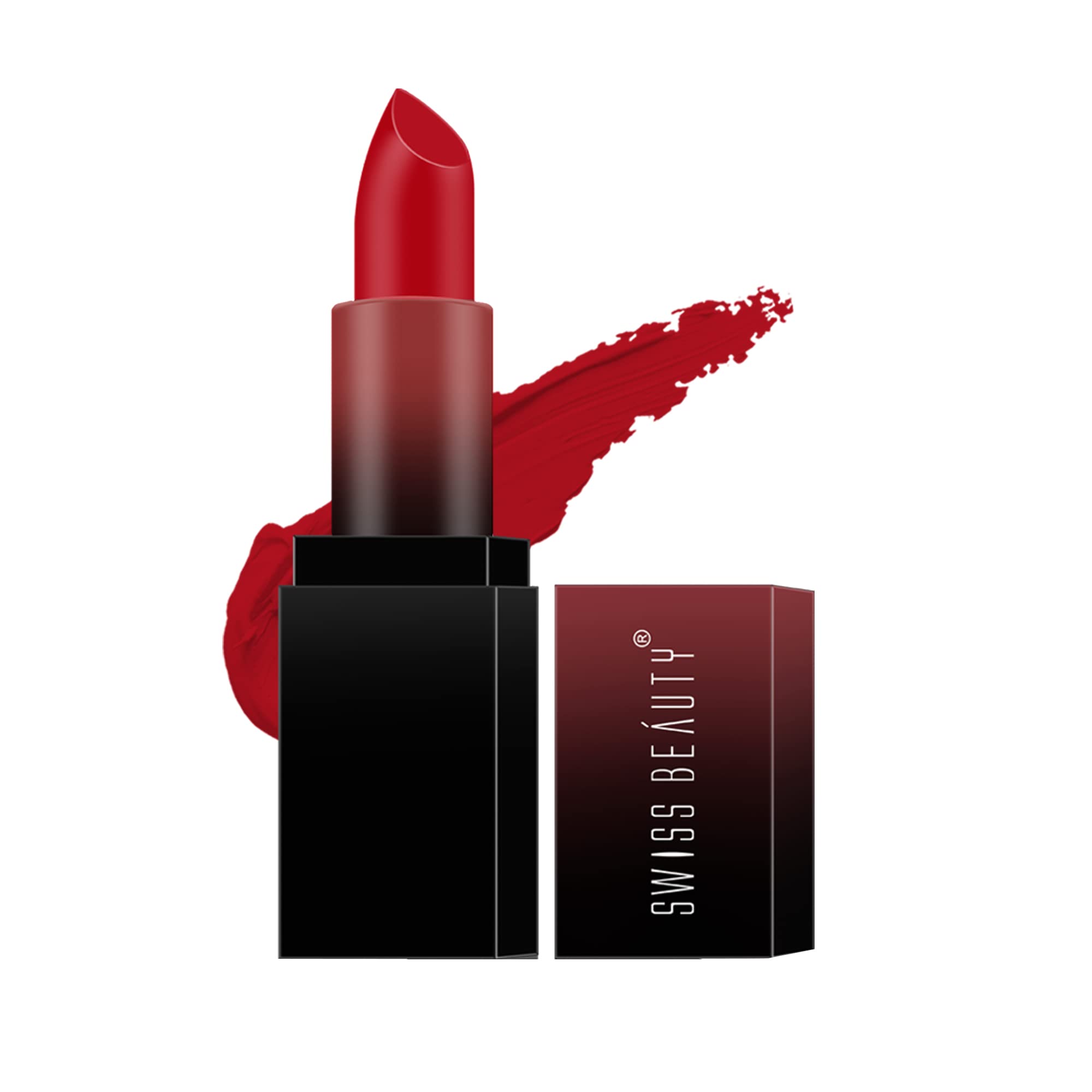 Swiss Beauty Hd Matte Pigmented Smudge Proof Lipstick | Creamy Matte Long Stay Lipstick | Red Letter, 3.4g