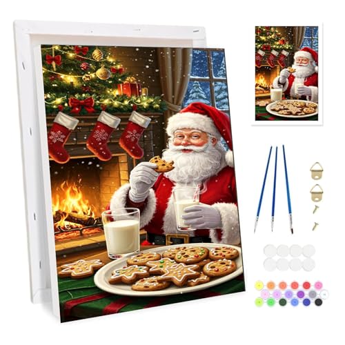 BOWETILE Weihnachtsmann Malen nach Zahlen für Erwachsene mit Rahmen,...