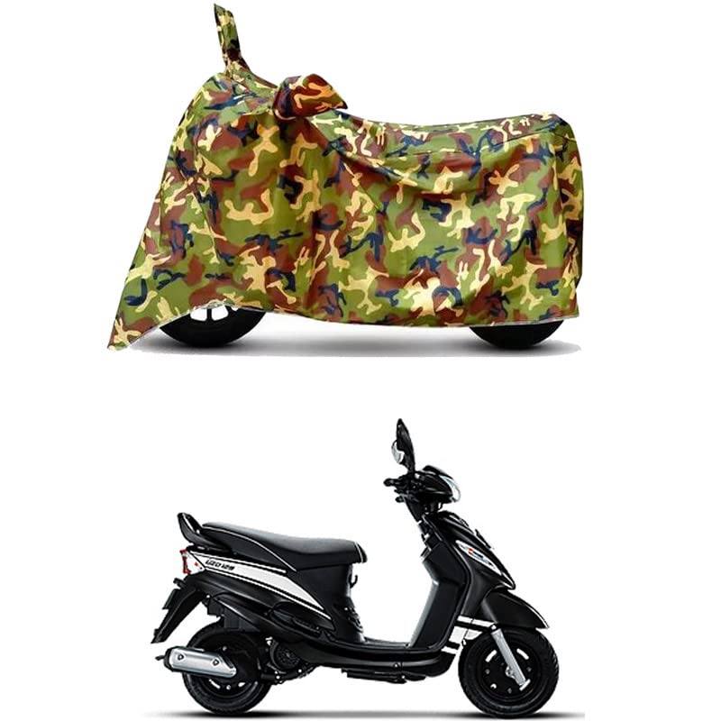 Image of Waterproof 100% PVC Coated Full Bike Scooty Two Wheeler Body Cover Compatible for Mahindra Rodeo /UV-Rays /Heat Protection /Birds Dropping /Scratchproof /Dust Proof s[6X6 Jungle Print]