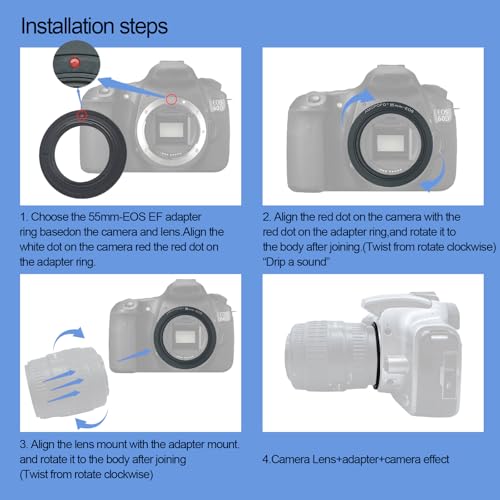 Anillo Reverso para Lente Macro 55mm Compatible con EF 90D 80D 70D 60Da y Más miniatura 5