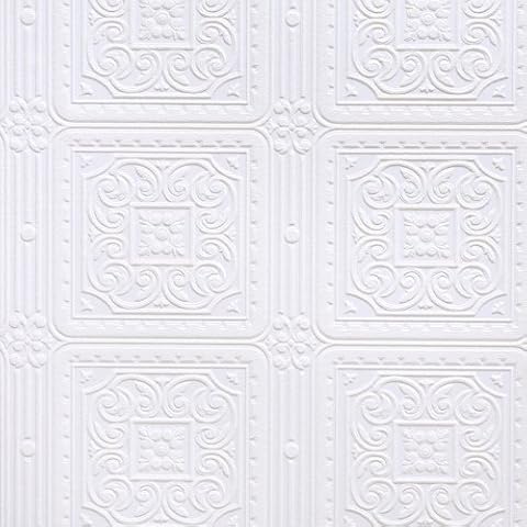 Brewster RD80000 Turner Tile Textured Vinyl Wallpaper, Paintable,White, 20.9x2x2 Cover