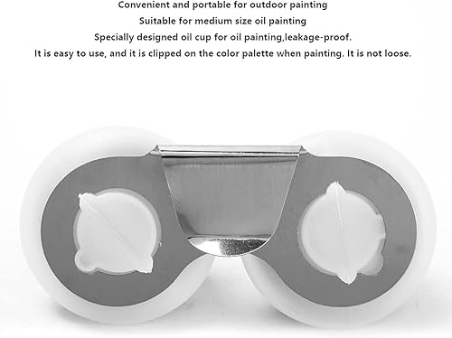 Miniatura 4 de Taza de paleta de doble inmersión de acero inoxidable, paletas de pintura al óleo de boca grande, contenedor de pintura de trementina para pintura