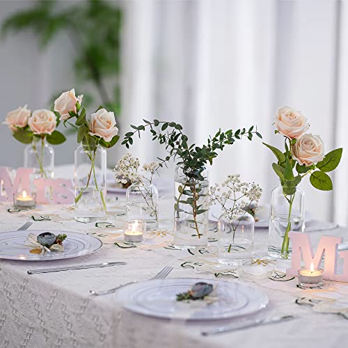 Glass Bud Vases For Flowers - Hewory Blown Modern Small Glass Vases For Centerpieces Set Of 6, Mini Clear Bulk Flower Vases For Wedding Party Events Home Decor Floral Arrangements (Not Include Flower) #TOP1