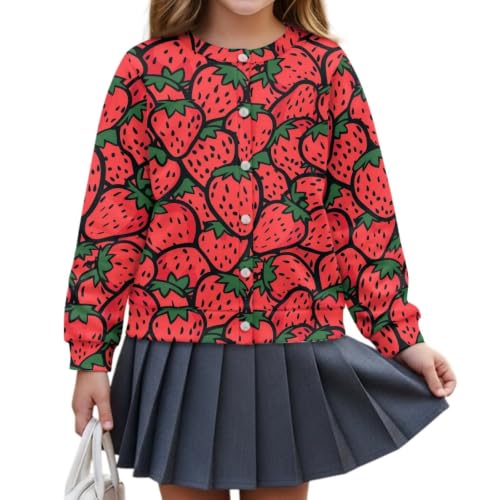 Image of Girls Cardigans Sweater Long Sleeve Crew Neck Button Down Sweaters School Outerwear for Kids Fall Winter Tops