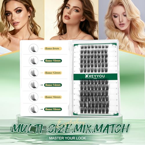 Image of Lash Clusters 96pcs Individual Lashes D Curl 10mm Cluster Lashes KEYYOU Volume Wispy Lash Extension Soft&Comfortable Easy DIY at Home(Y11 D-10mm)