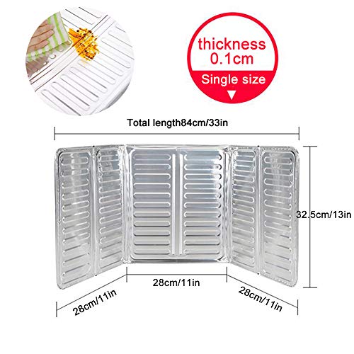 2 Pcs Oil Splash Guard For Cooking, 3-Slides Foldable Anti Splatter Oil Aluminum Foil Board,Heat Insulation Kitchen Utensils 33.1X12.8Inch #TOP4