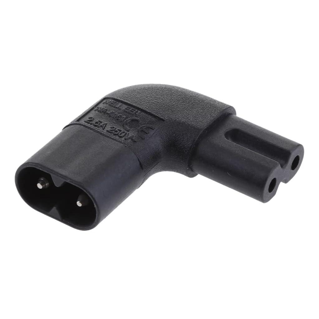 IEC320 C7 na C8 prostokątny adapter AC, IEC 320 C7-C8, pionowy lewy kąt 90 stopni, 8 wtyczek na gniazdo, konwerter prądu zmiennego, 1 sztuka