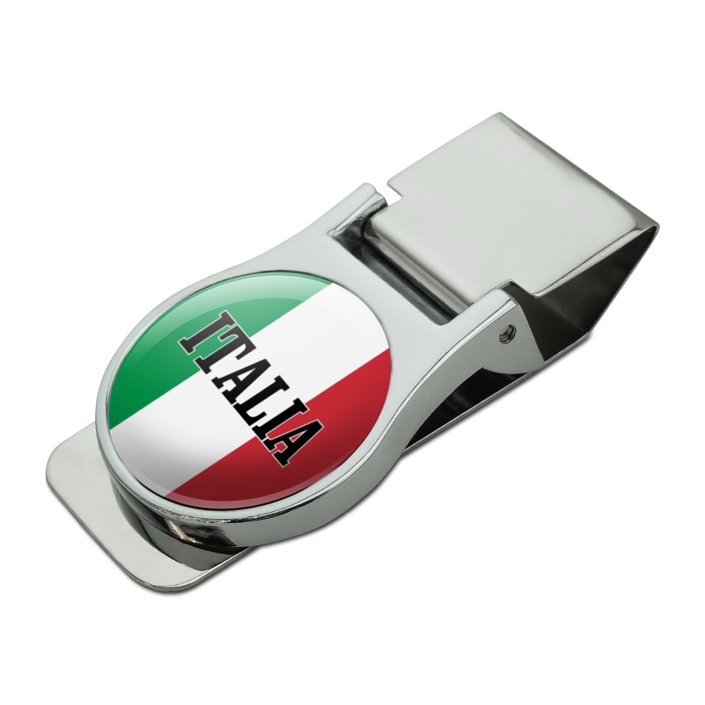 Italia Italy Italian Flag Satin Chrome Plated Metal Money Clip-image-14
