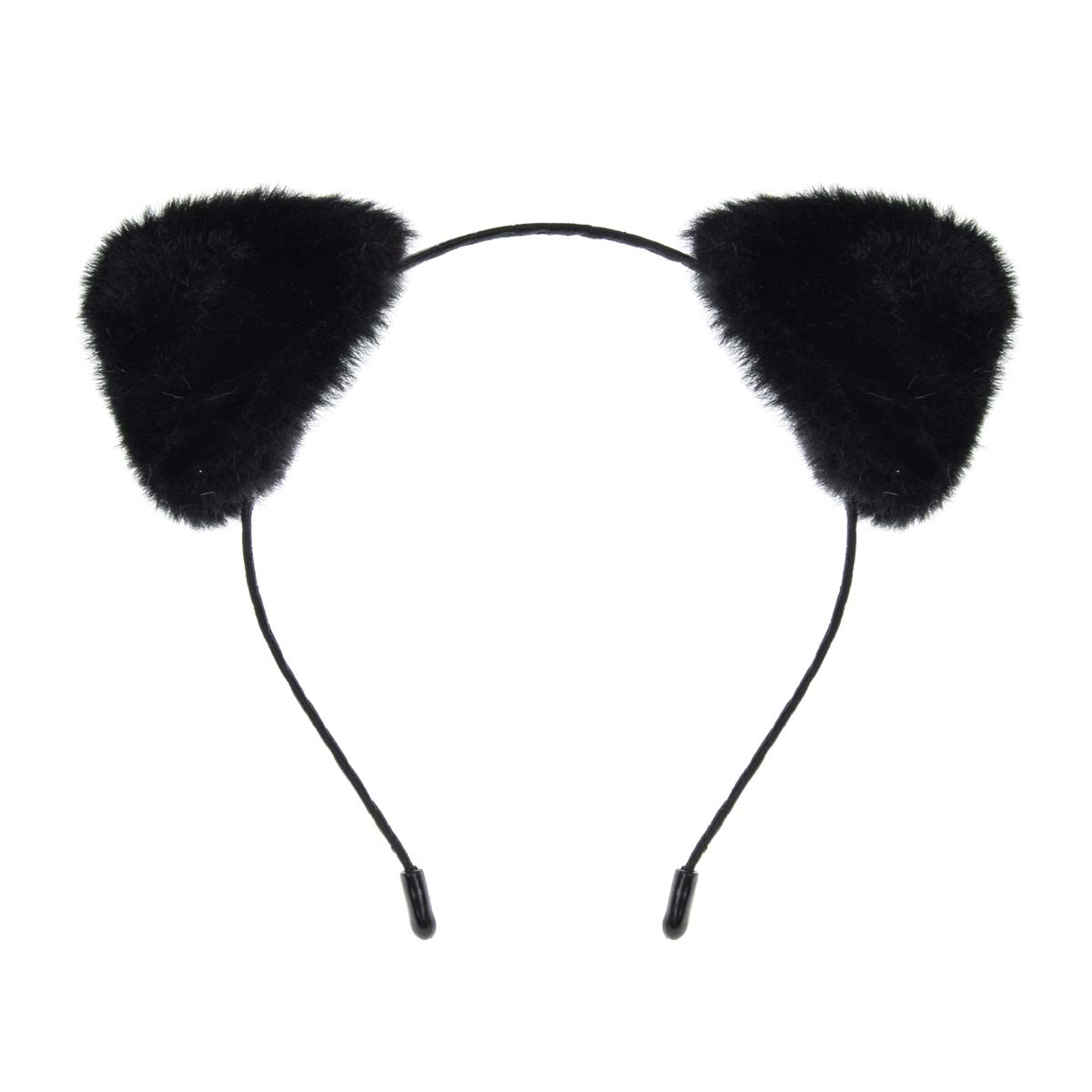Merroyal Furry Cat Ear Headband Women Girls Headpiece Halloween Festival Cosplay (Black)