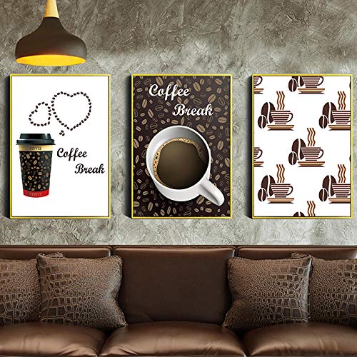 Art mural toile impression peinture café vintage 50x70 cm cuisine nordique triptyque sans cadre