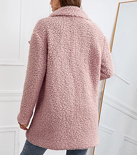 BDCUYAHSKL Herfst en winter vrouwen casual mode revers effen kleur dubbele borst lamsvacht losse lange mouwen halflange… - Image 7