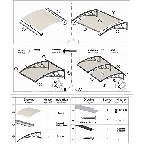 Webup Pc Window Door Awnings Canopy Sunshade For Door Metal Awnings For Outdoor Roofing, Entry Exterior Cover Waterproof Sheet For Rain/Snow, Black Bracket (Size : 60X120Cm/24X48In) #TOP5