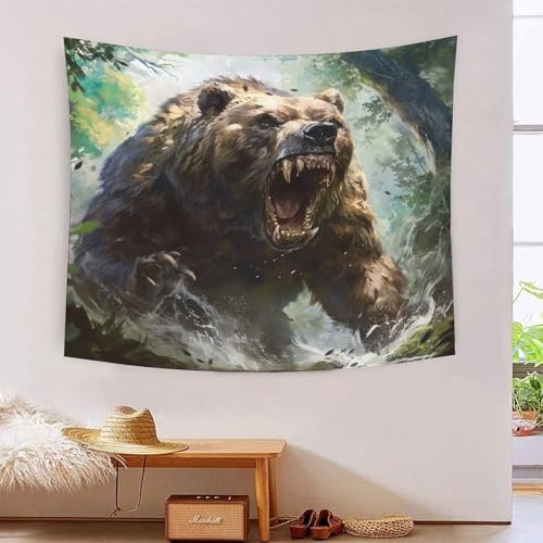 Tapisserie Murale Ours 3D Créez une Ambiance Nature Salon