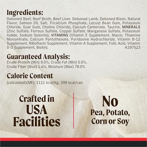 Merrick Grain Free Premium And Natural Canned Dog Food, Soft And Healthy Wet Recipe, Real Beef Lamb And Bison - (Pack of 12) 12.7 oz. Cans