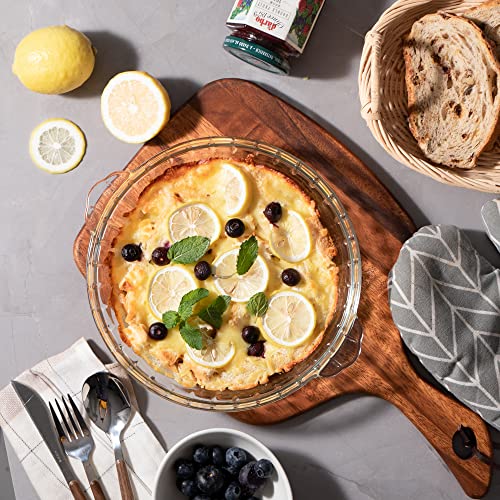 Sweejar Glass Pie Pan For Baking(2 Pack), 9.5 Inches Round Baking Dish For Dinner, Non-Stick Pie Plate With Soft Wave Edge For Apple Pie, Pumpkin Pie, Pot Pies #TOP2