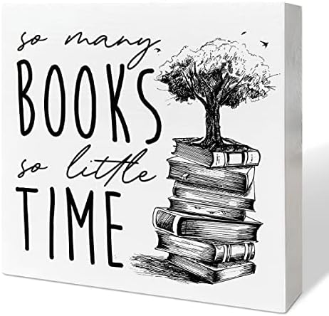 Book Lover Desk Decor Wooden Box Sign, The Reader, Book Worm Nerd Decor for Home Bedroom Office Bookish Book Reader Librarian Decoration Book Lover Gifts for Women Men Teen Girls Kids