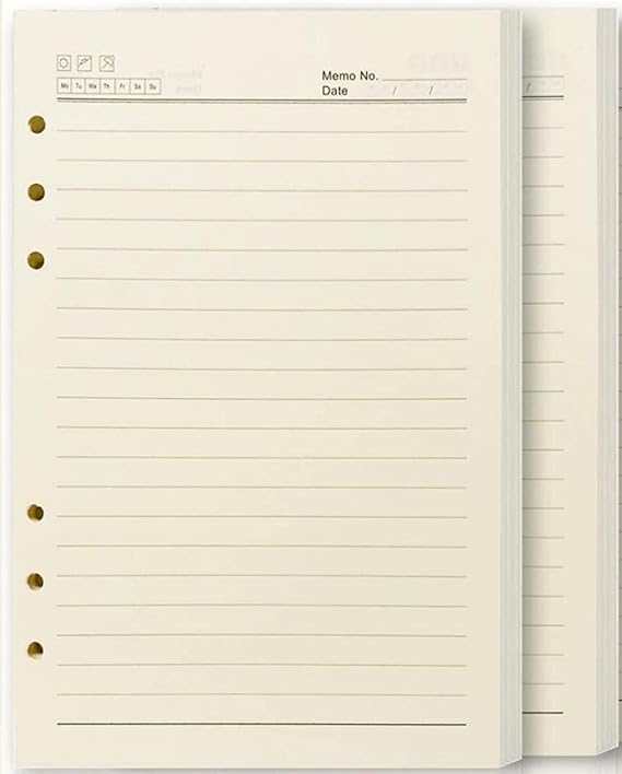 SMKT A5 Planner Refill, 6Hole Refills Paper Lined Creamy Paper for