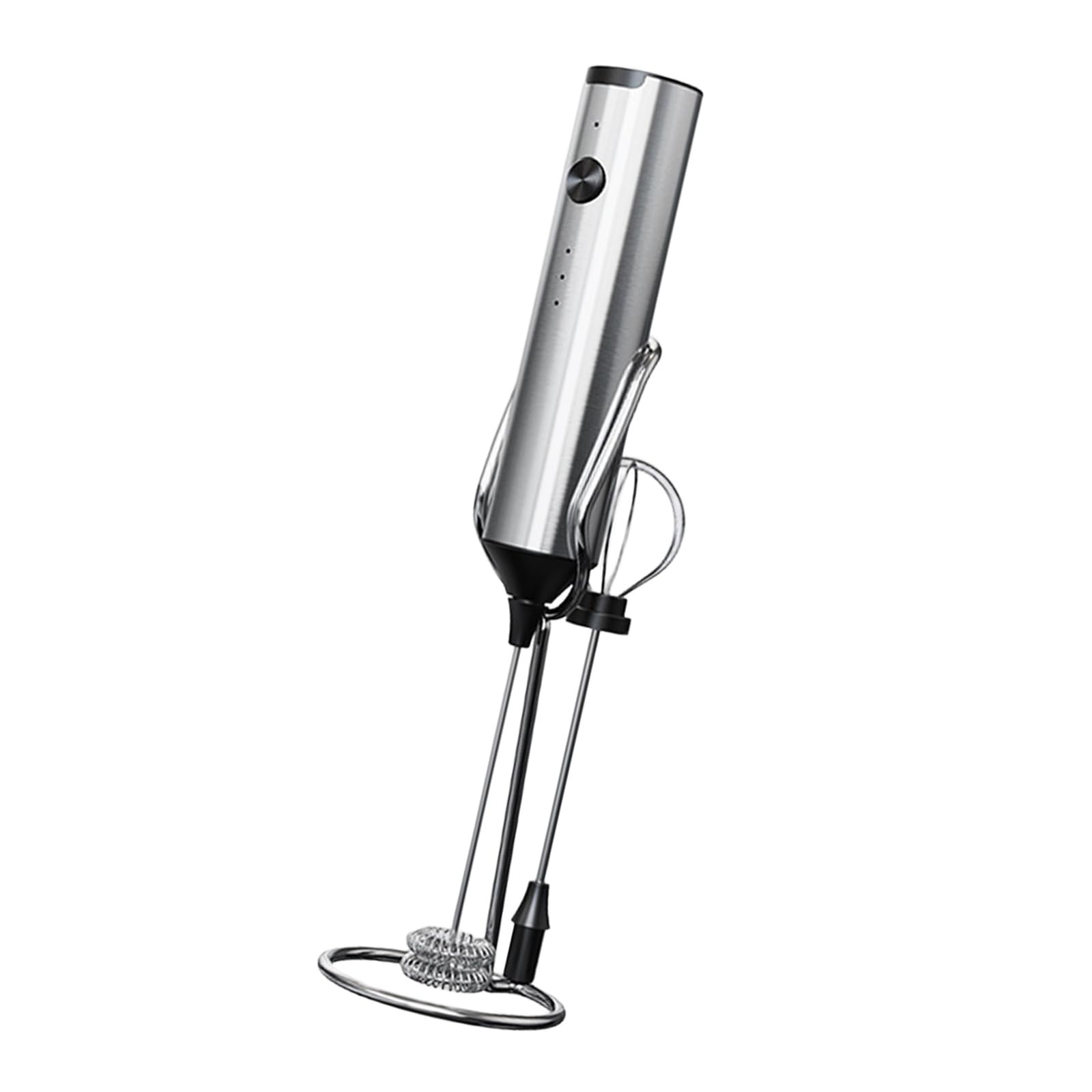 Buxuaaaa Silver Electric Whisking Tool 500Mah Battery Milk Frother With Detachable Metal Heads Easy Operations For Coffee And Baking Travel Milk Frother