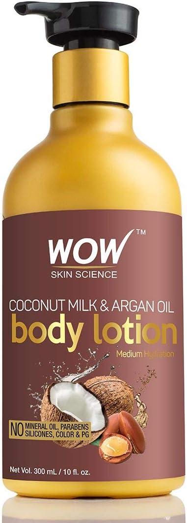 WOW Skin Science Coconut Milk & Argan Oil (Medium Hydration) - Moisturizing Body Lotion For Women & Men - Enhanced Skin Care To Soothe Dry, Sensitive Skin With Nourishing Vitamins & Nutrients - 300ml