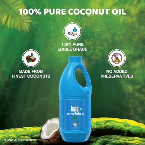 Image of Bajaj 100% Pure Coconut Oil 900ml | Made with Premium Grade 1 Quality Coconuts