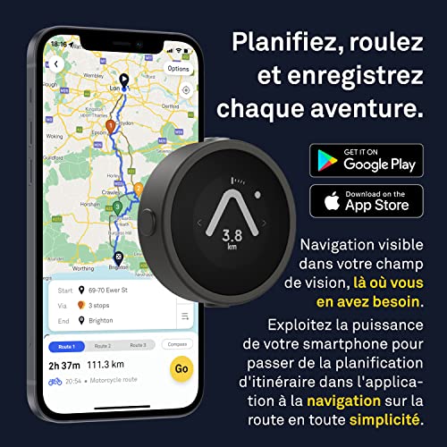 Compas de navigation numérique Beeline noir étanche pour moto