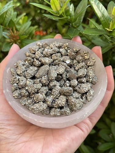 Image of GAF TREASURES 2 oz Lot Natural Semi Tumbled Gemstone Chips, Crushed Mini Crystals, Undrilled Crystal Chips (Pyrite)