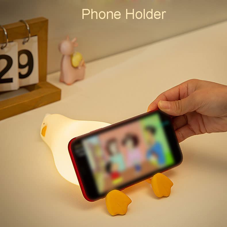 zalati LED Night Light Touch Sensor Light Rechargeable 3 Level Dimmable 30mins Timer Phone Holder - Lying Duck - Image 3